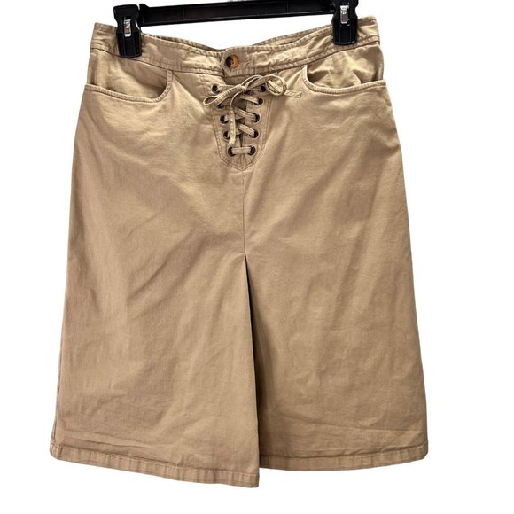 Polo Jeans Ralph Lauren Khaki Tan Skirt size 4 Women Lace Front - Picture 1 of 5